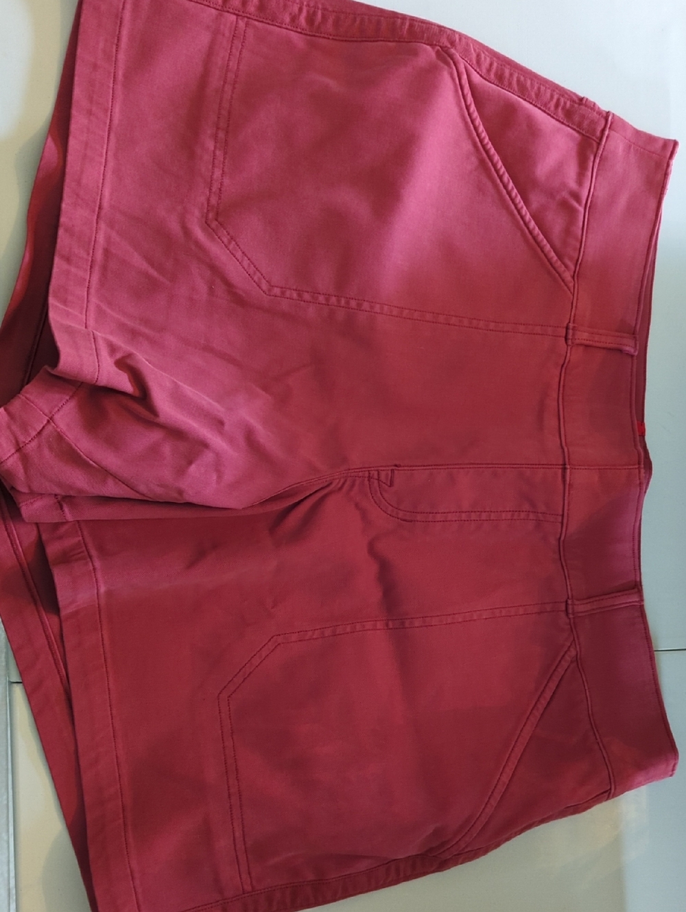 SPANX Red/Fuschia Sculpting 6inch Twill Short with Panel Detailing